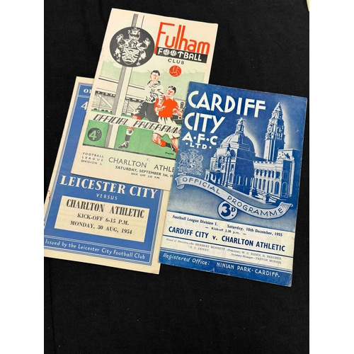 64 - 3 x Charlton Aways, Early/Mid 50's, 51/52 v Fulham, 54/55 v Leicester City, 55/56 v Cardiff City. Fa... 