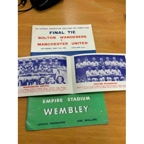 7 - 1958 Bolton v Manchester United FA Cup Final. With Songsheet and presentation of both teams.