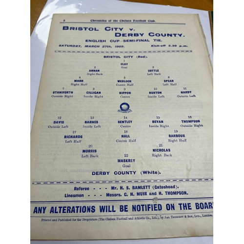 53 - Bristol City v Derby County 1909 FA Cup Semi Final at Stamford Bridge. Ex binder but all in good con... 