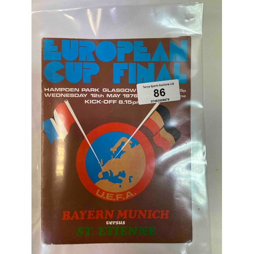 188 - 1976 European Cup Final Programme.  Bayern Munich v St Etienne in Glasgow