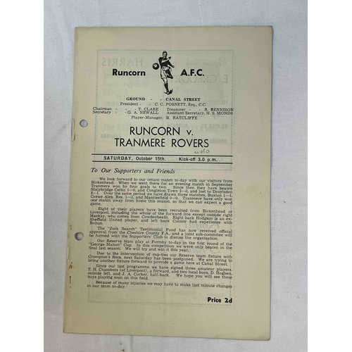 195 - 1949/50 Runcorn v Tranmere Rovers Cheshire county league, Punch holes, but very clean.