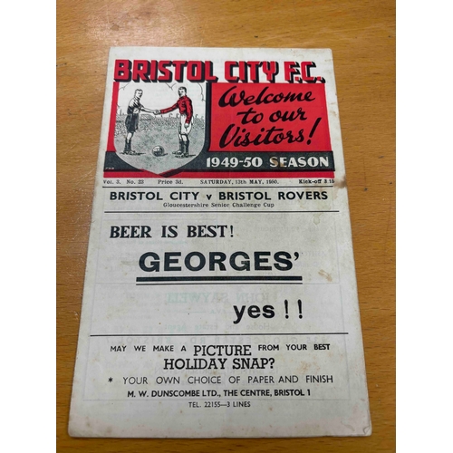 211 - 1949/50 Bristol City v Bristol Rovers, Gloucs Senior Cup. Missing staple, few marks on front