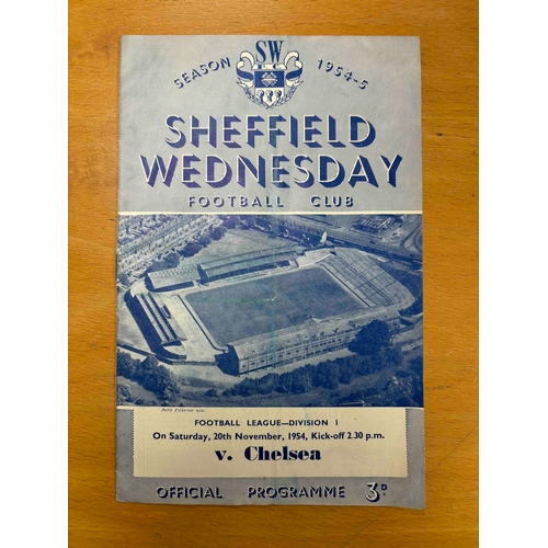 212 - 1954/55 Sheffield Wednesday v Chelsea (Championship season), fold and stain along middle going down.... 