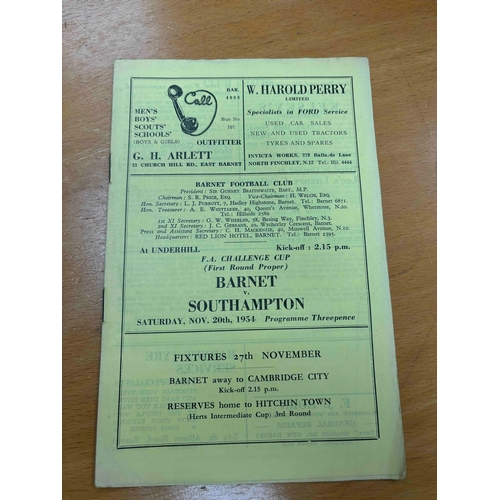 221 - 1954/55 Barnet v Southampton FA Cup 1st round Proper. Clean