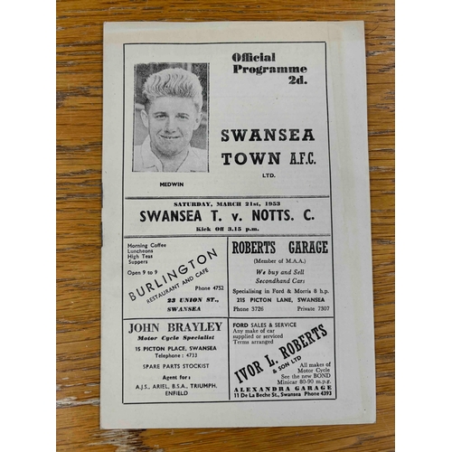 236 - 1952/53 Swansea Town v Notts County. Great condition