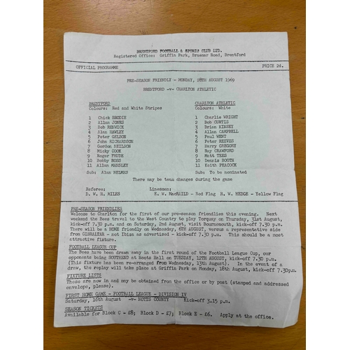 250 - 1969/70 Brentford v Charlton Athletic, S/S friendly