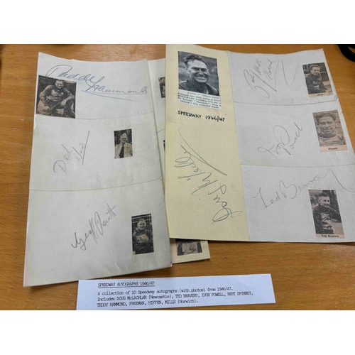 203 - Autographs - Speedway 46/47 Collection of 10 speedway stars