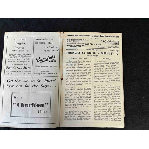 82 - Newcastle reserves v Burnley res 18/9/1948, RS, good for age