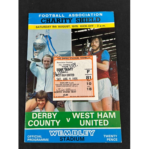 192 - Ticket + Programme 1975 Charity Shield, Derby County v West Ham United,