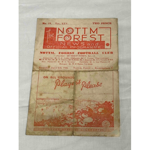 10 - 1945/46 Nottingham Forest v Birmingham City. Creased, corner piece missing and a little grubby