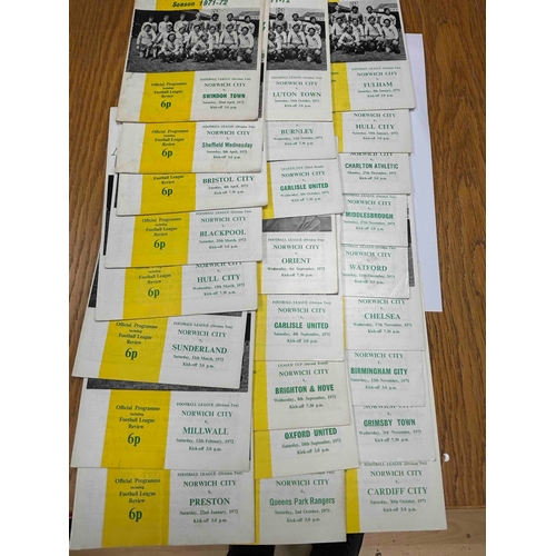 330 - NORWICH CITY HOME PROGRAMMES x 23 season 70-71, x 25 season 71-72 & x 21  1st division season 72-73 ... 