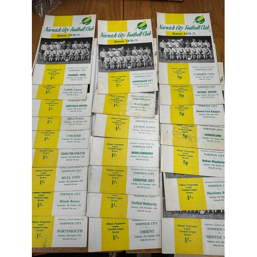 330 - NORWICH CITY HOME PROGRAMMES x 23 season 70-71, x 25 season 71-72 & x 21  1st division season 72-73 ... 