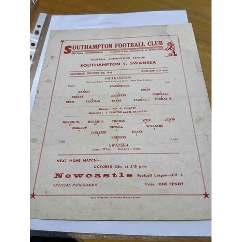 101 - 1946/47 Southampton v Swansea Town Reserves. Single sheet been repaired PH Filled in and top R/H cor... 