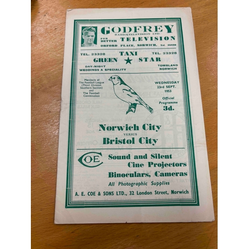 104 - 1953/54 Norwich City v Bristol City.  Good condition.