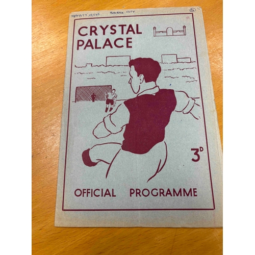 106 - 1953/54 Crystal Palace v Bristol City, Writing on cover (attendance year and versus, plus number at ... 