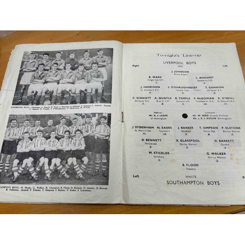 175 - at Anfield 1954 Liverpool Boys v Southampton Boys, English Schools FA Trophy Final. Scuffed edges an... 