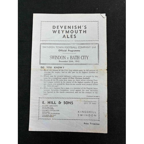 61 - 1945/46 Swindon Town Reserves v Bath City, Southern league, no writing but repair noted on front cov... 