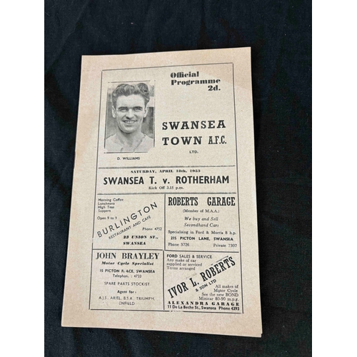 62 - 1952/53 Swansea Town v Rotherham, tc, Good condition