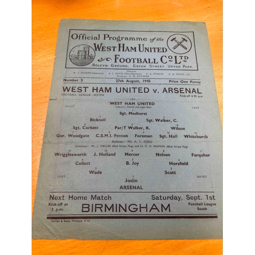 63 - 1945/46 West Ham United v Arsenal, S/S slight tear.  Good condition