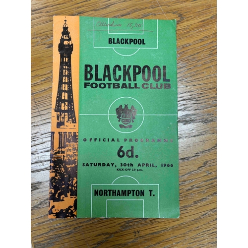 66 - 1965/66 Blackpool v Northampton Town, Attendance written on cover, Last game for Cobblers in the old... 