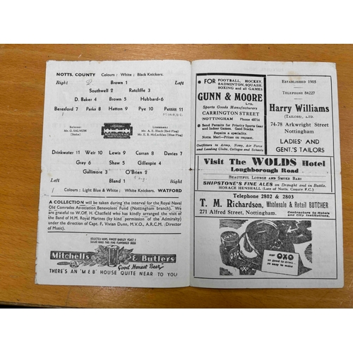 87 - Notts County v Watford 1945-46 Feb 23rd1946 Div 3 North Cup. Score noted in pencil. 4 page issue.
