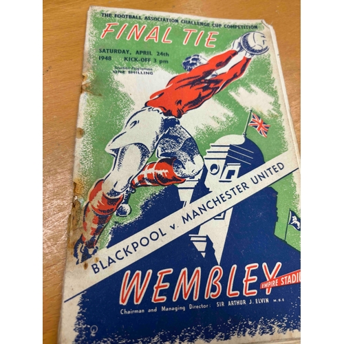 93 - 1948 FA Cup Final Programme, Manchester United v Blackpool, RS removed, some damage to spine due to ... 