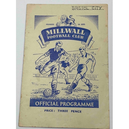 94 - 1949/50 Millwall v Bristol City, Bristol City Written on front. Cover loose, no staple