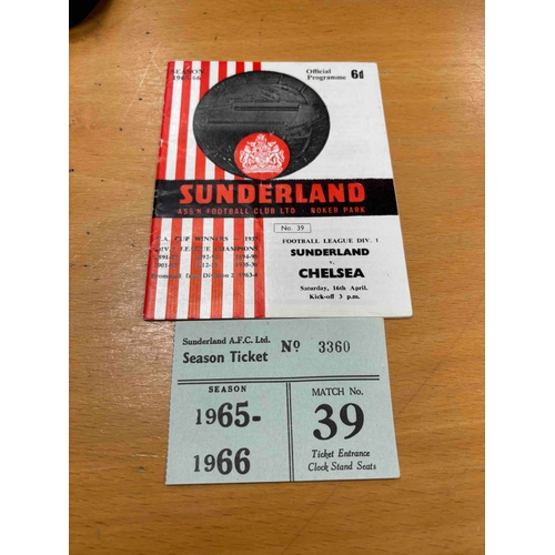 Ticket + Programme 1965/66 Sunderland v Chelsea, Ticket is a