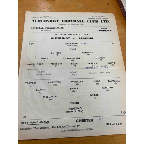 57 - 1964/65 Aldershot v Reading, S/S. Score noted