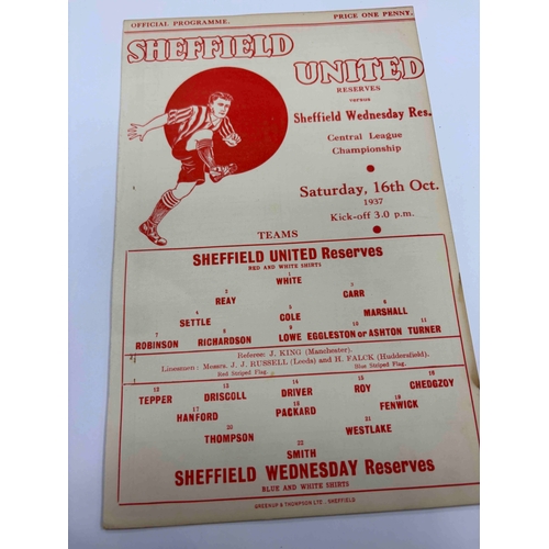 10 - 1937/38 Sheffield United reserves v Sheffield Wednesday Reserves, Card, VG,