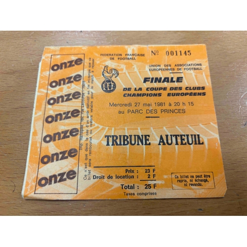 2 - Ticket - 1981 European Cup Final - Liverpool v Real Madrid, In Paris