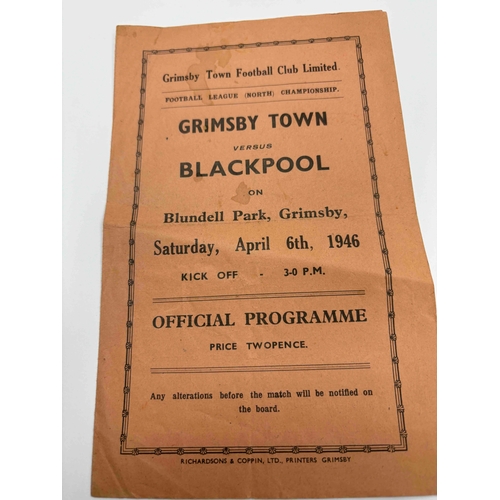 24 - 1945/46 Grimsby Town v Blackpool, Football League North Championship marks, fold TC