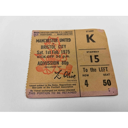29 - Ticket Manchester United Home v Bristol City, 1974/75 2nd division. Small Pin holes, slight fading b... 