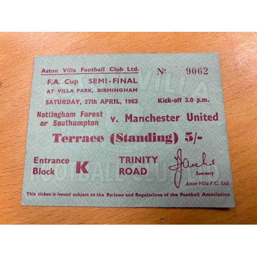 31 - Manchester United ticket - 1963 FA Cup Semi Final Ticket v Southampton at Villa Park, VG.
