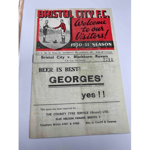 42 - 1950/1 Bristol City v Blackburn FAC worn cover, clean inside.