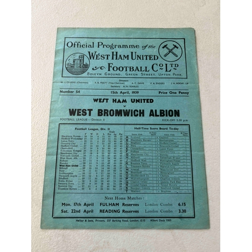 51 - 1938/1939 West Ham United v WBA. No tears or writing. VG