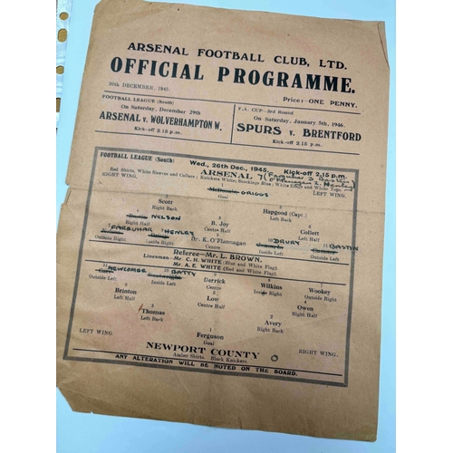 55 - Arsenal v Newport County 45/46. S/S.  Small corner off, not affecting text. Some annotations.