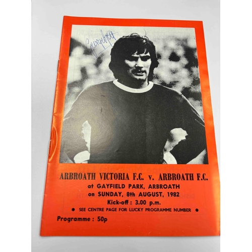 57 - George Best Signed Programme for Arbroath Victoria v Arbroath 82/83. Best’s photo on cover and very ... 