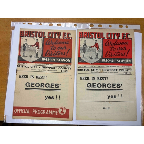 59 - Two x Bristol City v Newport County 48/49 & 50/51. In superb condition, but both have heavy annotati... 