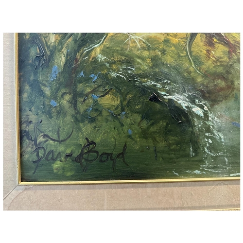 20 - DAVID BOYD (1924-2011),  'THE SUNNY SIDE OF THE RIVER' Signed, oil on canvas, 90x100cm           **P... 
