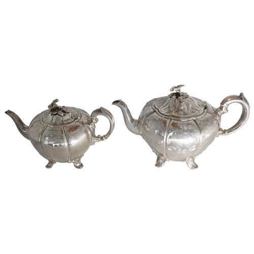 47 - AN IMPRESSIVE VICTORIAN SEVEN PIECE SILVER TEA SERVICE, BARNARD & CO. LONDON 1851, 3041 grams (7)   ... 