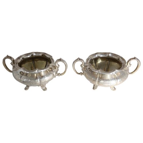 47 - AN IMPRESSIVE VICTORIAN SEVEN PIECE SILVER TEA SERVICE, BARNARD & CO. LONDON 1851, 3041 grams (7)   ... 