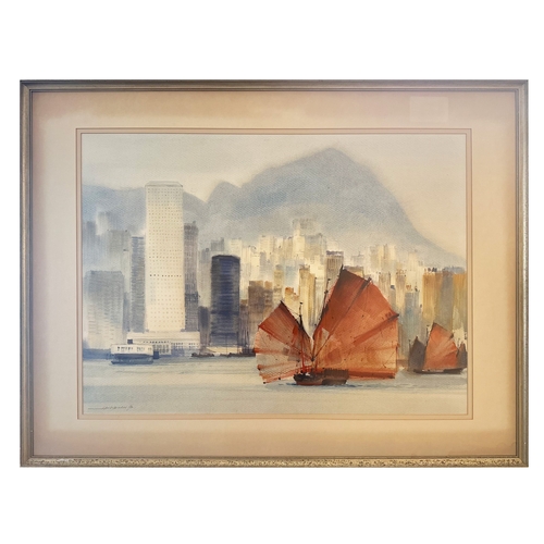 24 - LAW WAI HIN HONG KONG HARBOUR FRONT Watercolour, 57x76cm           **PLEASE NOTE: THIS AUCTION IS IN... 