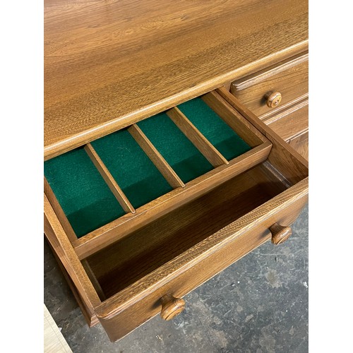 4 - ERCOL MEDIUM ELM GLAZED DRESSER CABINET