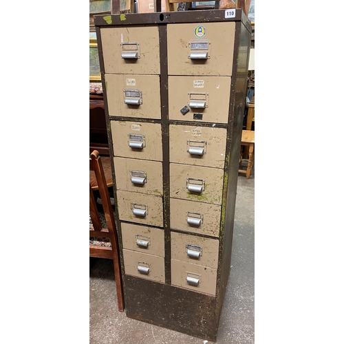 110 - INDUSTRIAL TWO TONE METAL 14 DRAWER FILING CABINET