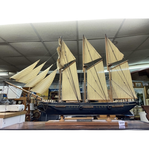 117 - MODEL OF THE THREE MASTED SCHOONER