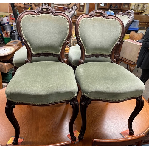 126 - SET OF FOUR VICTORIAN UPHOLSTERED CABRIOLE LEG DINING CHAIRS