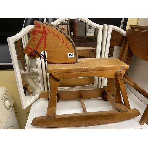 151 - VINTAGE BEECH PULL ALONG HORSE TOY