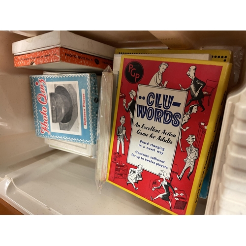 257 - BOX OF VINTAGE PARTY GAMES AND PICTURE CARD GAMES AND QUIZZES