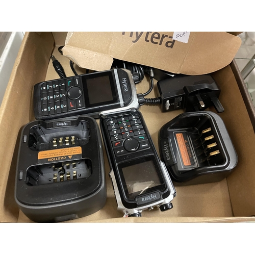 259 - TAPE CD PLAYER, AN AMSTRAD CD UNIT MUSIC SYSTEM, AND HYTERA WALKIE TALKIE PHONES